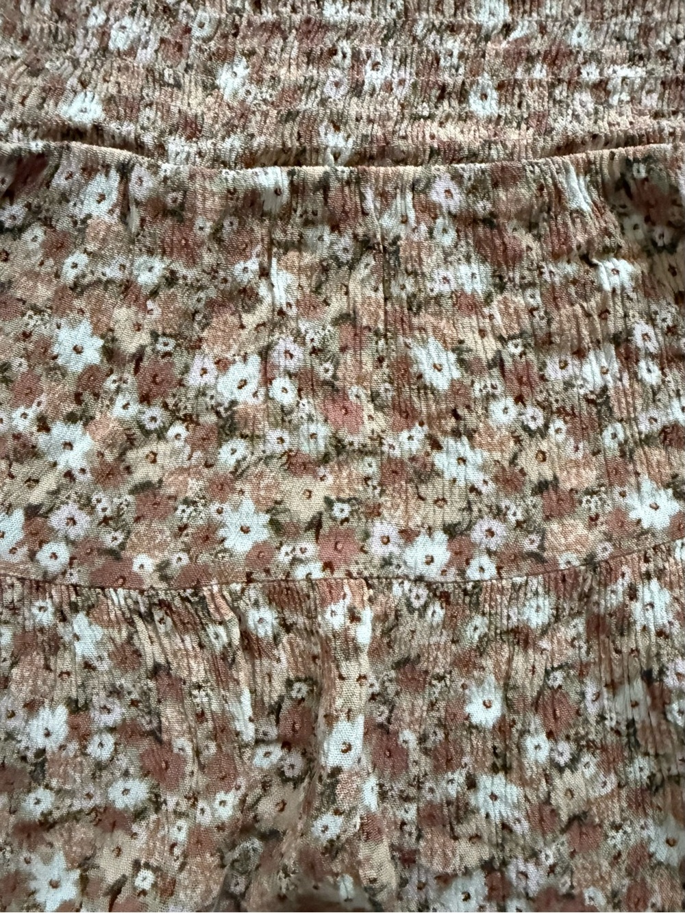Paper Crane Women’s S Pink/Tan Floral Smocked Tank Top Babydoll Boho Coquette - Picture 6 of 7
